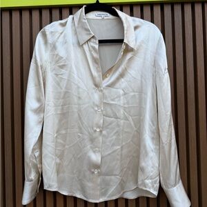 Reformation Champagne Button Down Shirt 100% Silk